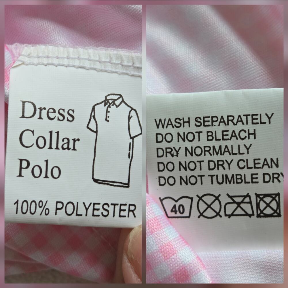 Collars & Co. Semi-spread Collar Polo, Pink Gingham Check sz L, Performance - Picture 9 of 12